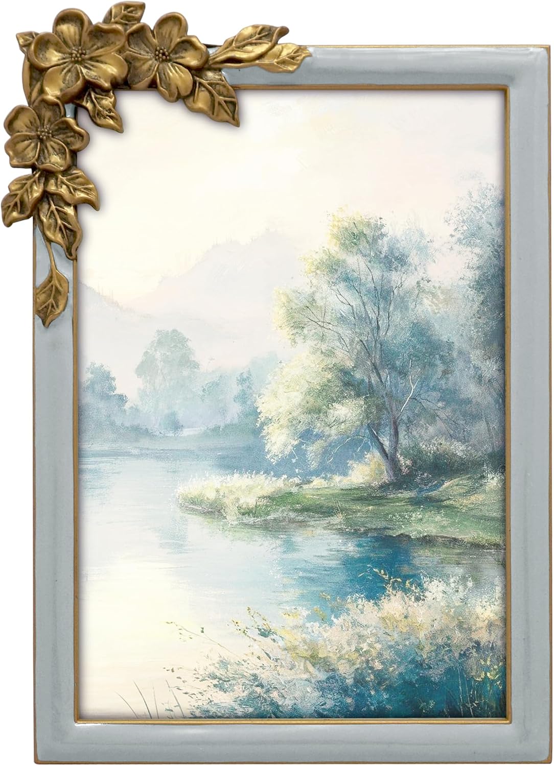 81HvROwaHcL._AC_SL1500_.jpg Retro Gray Thin-Frame Floral Photo Frame - Image 1